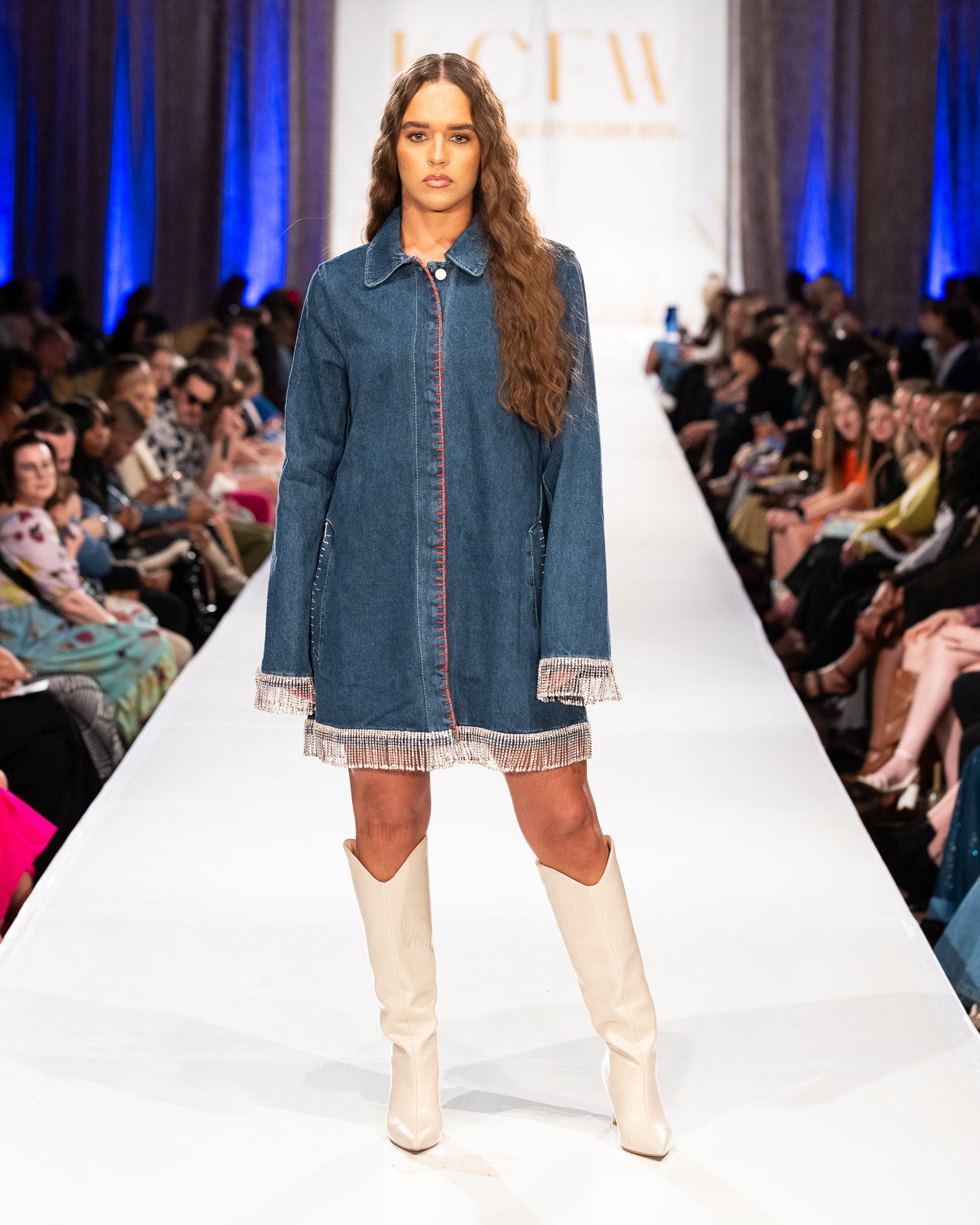 Embellished Denim Trench Coat